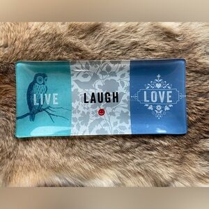 Blue and Gray Decorative Tray Live Laugh Love glass